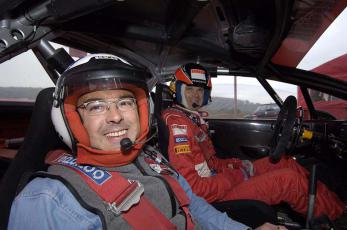 Manel Martínez de acompañante de pruebas de Marcus Grönholm, 2003 (Foto: Archivo Martínez)